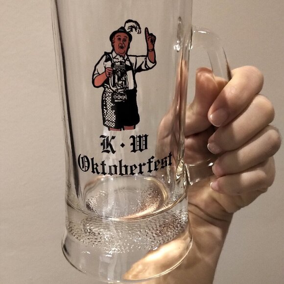 🎁Vintage Oktoberfest Heavy Glass Beer Mug STEIN Kitchener Waterloo Oktoberfest - Picture 6 of 13